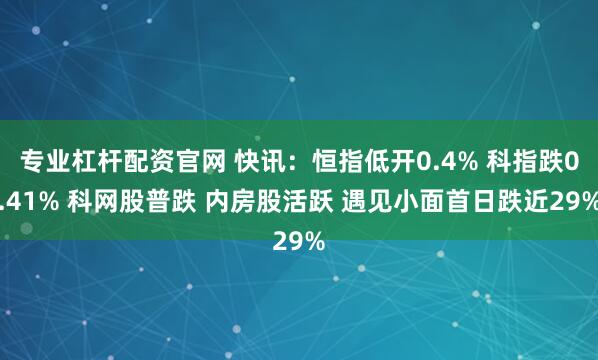 专业杠杆配资官网 快讯：恒指低开0.4% 科指跌0.41% 科网股普跌 内房股活跃 遇见小面首日跌近29%